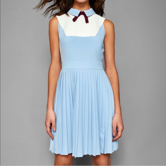 baby blue pleated dress